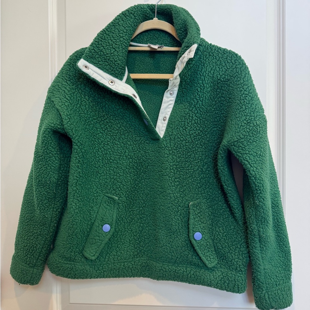J. Crew Green Sherpa Vintage Fleece Pullover